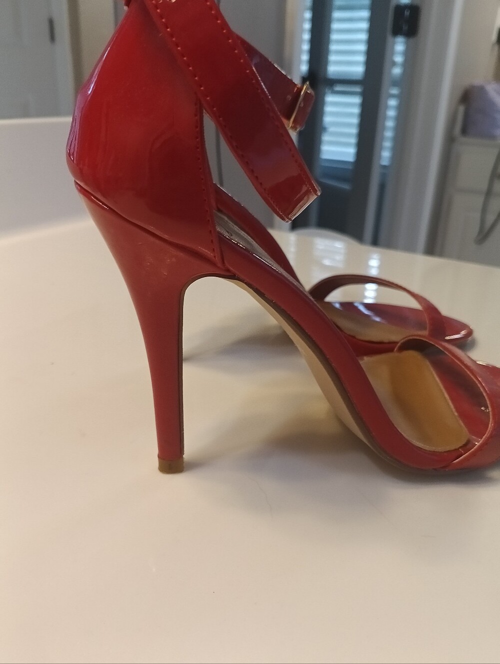 Charlotte Russe Red Patent Ankle Strap Stiletto Heels Size 7.5